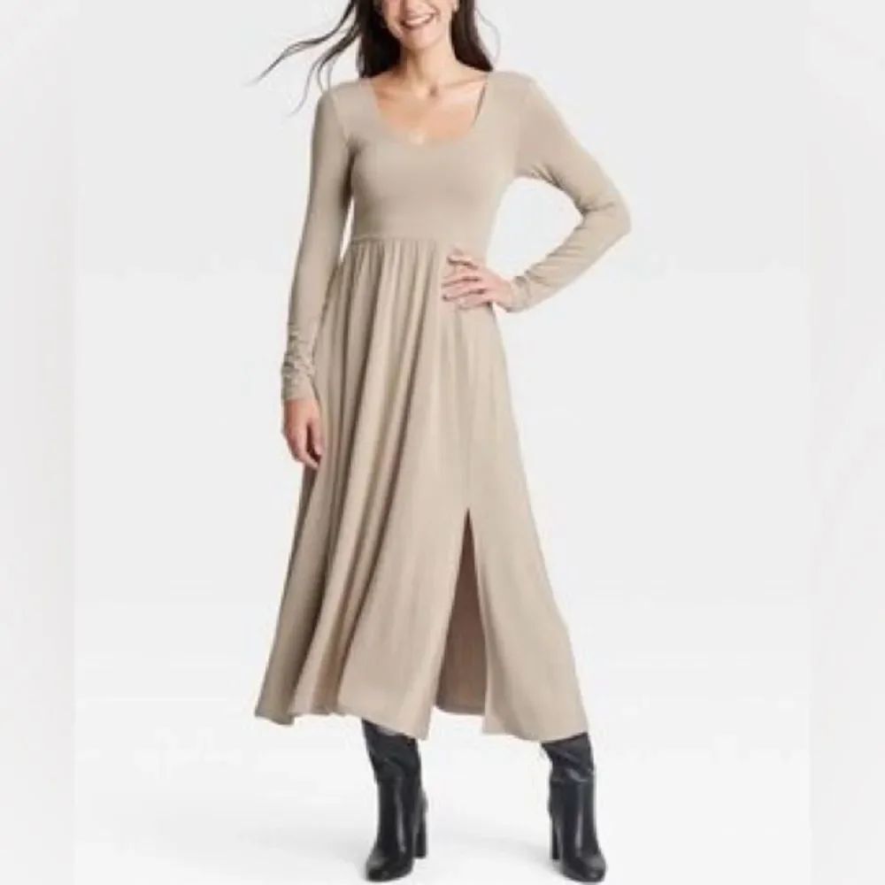 A New Day Nude Long Sleeve Maxi Dress